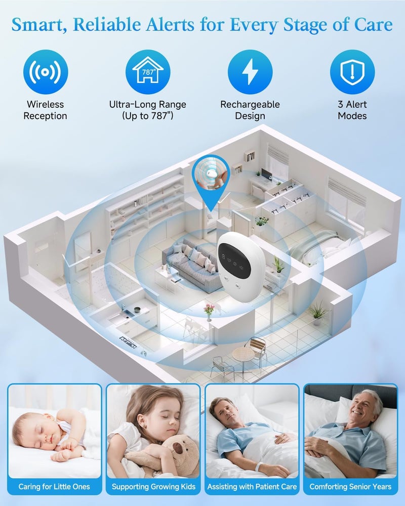 PHENOHERE US-Patented Wireless Bedwetting Alarm for Boys and Girls,High Sensitivity Sensor for Deep Sleepers, USB-C Rechargeable, 3 Modes (Vibration/Sound/Combo), Split Sensor (787in), Portable Case, 20-Day Use - Image 3
